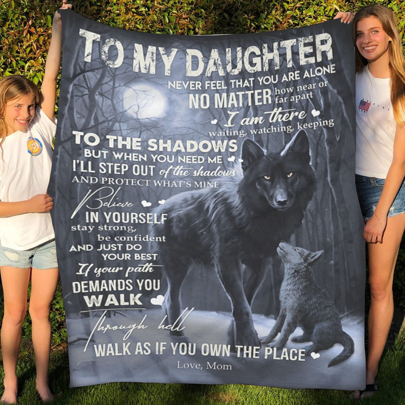 To My Daughter Mom  Sherpa Woven Blanket,  Dog Lovers,  Veteran Dad