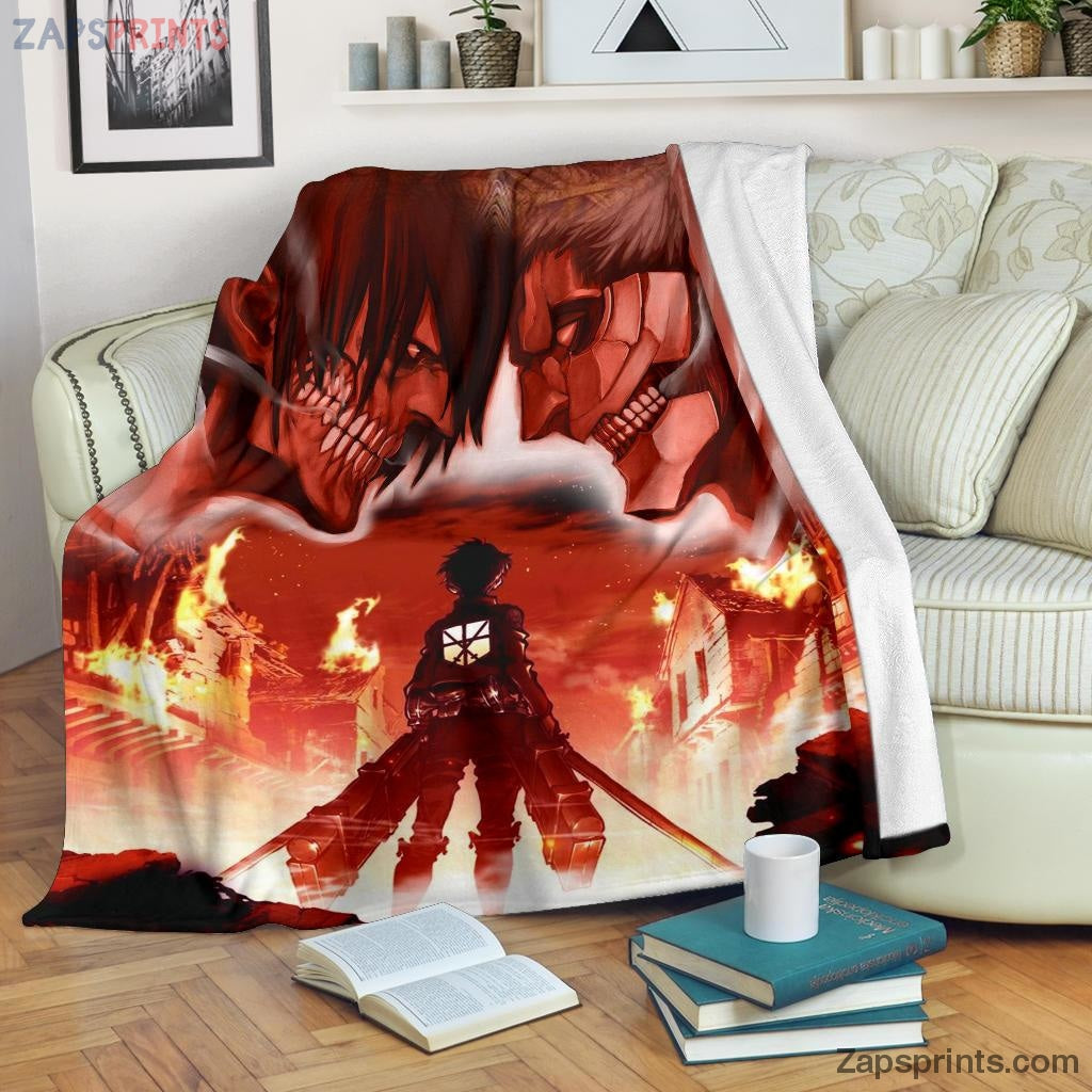 Burning Attack On Titan Blanket