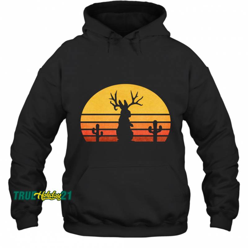 Retro Eighties Jackalope , Vintage Cryptid Rabbit Gift Hoodie