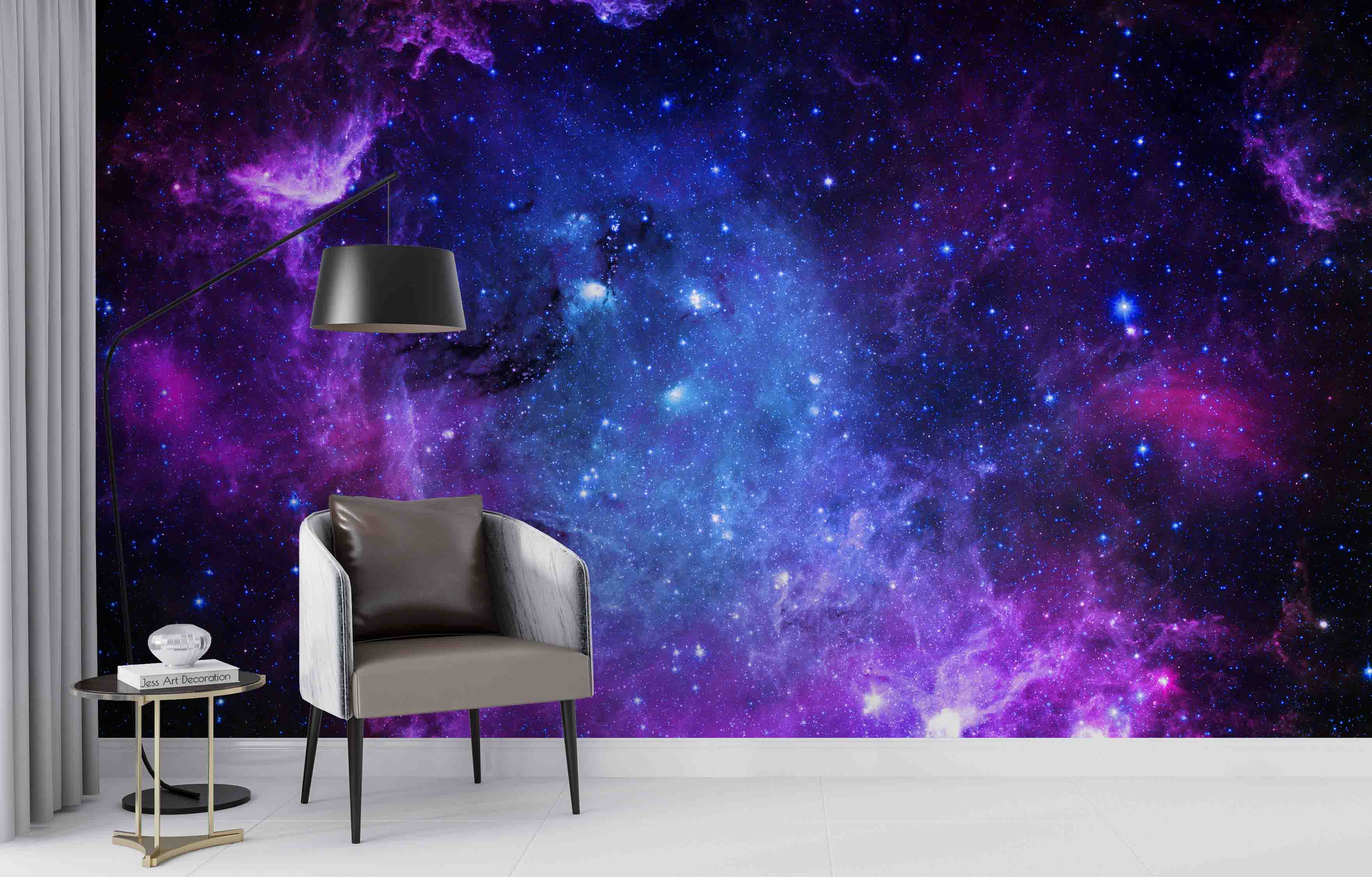 3D Space Purple Nebula Star Wall Mural Wallpaper Gd 2437