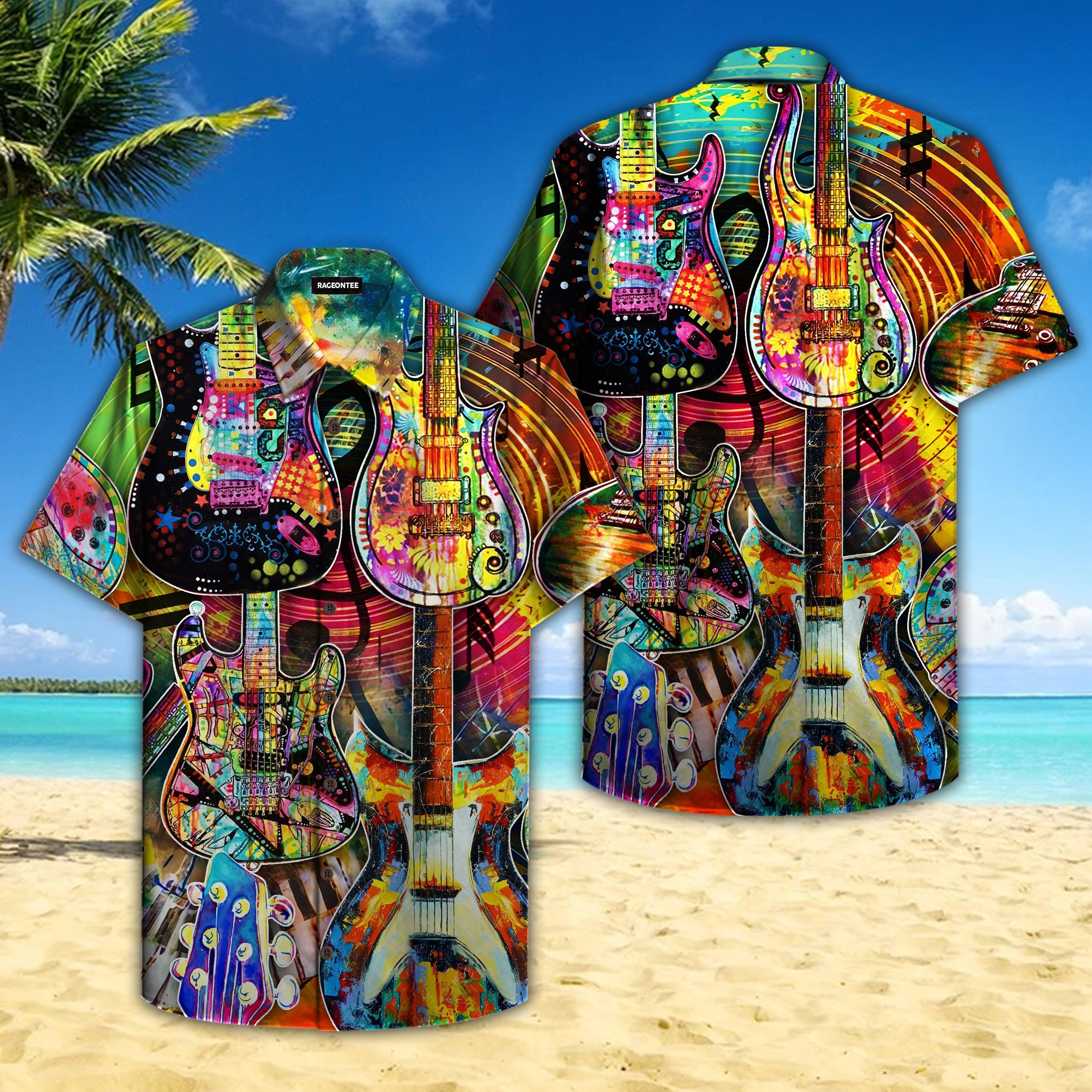 Colorful Music Guitar Hawaii Shirt For Men Women Ha37871