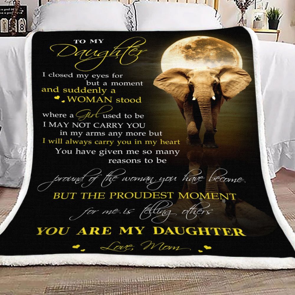 Personalized Elephant To My Daughter From Mom You Are My Daughter Sherpa Fleece Blanket Great Customized Blanket Gifts For Birthday Christmas Thanksgiving