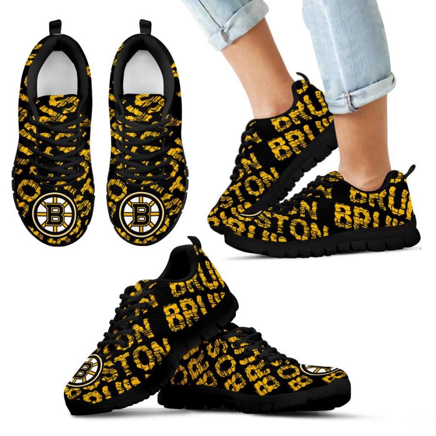 Vintage Logo Beautiful Boston Bruins Sneakers V2