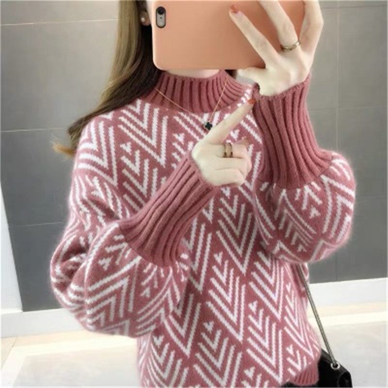 Autumn Winter Knitted Sweater Women 2020 new Korean Fashion Loose Lazy Short Lantern Sleeve Sweaters Pullovers Female Tops alx