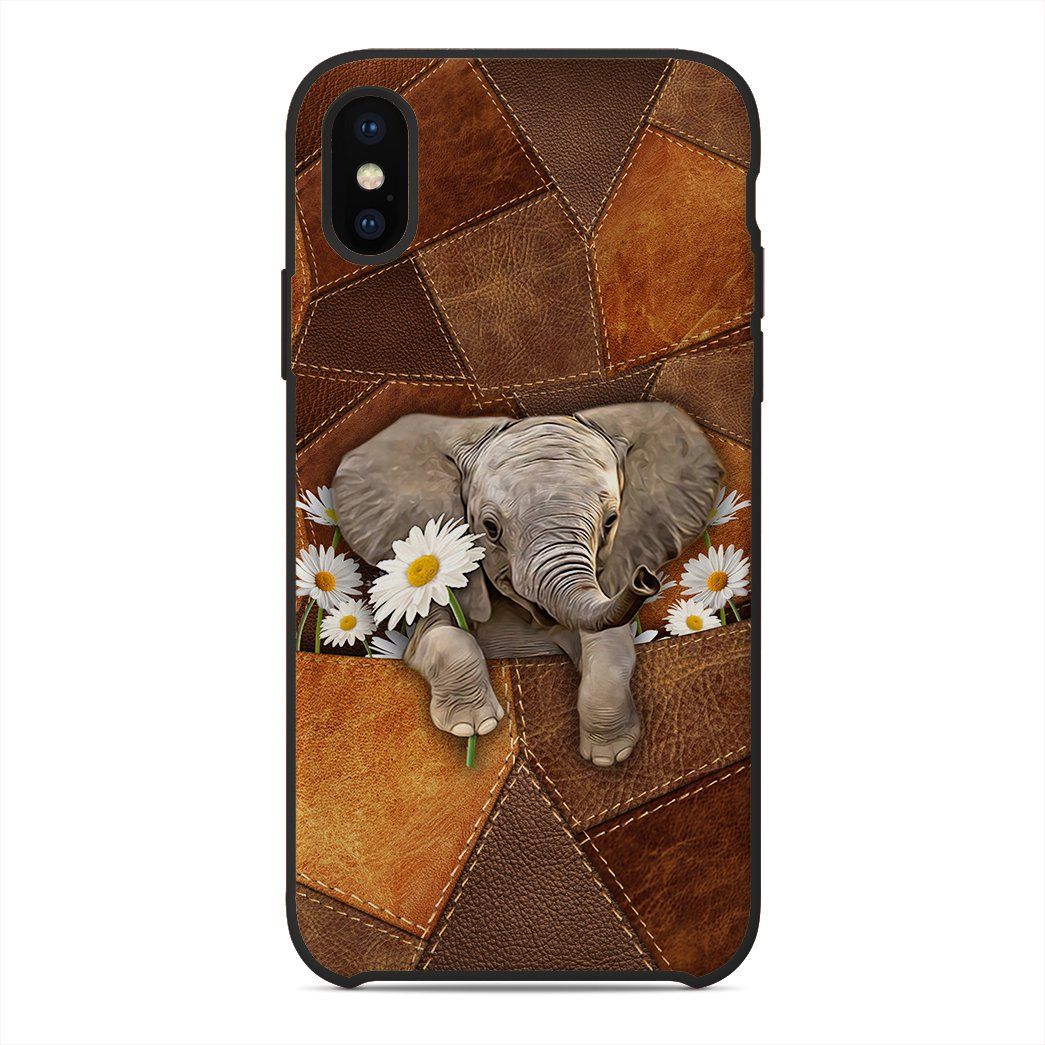 3D Daisy Elephant Leather Phonecase