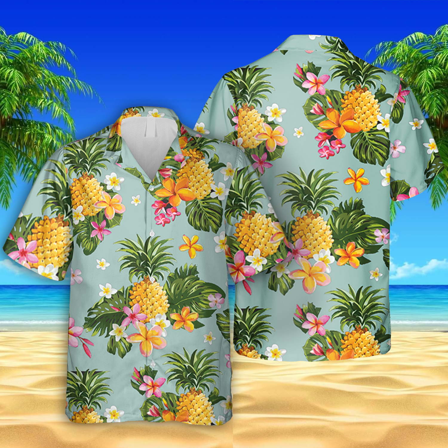 Pineapple Green Hawaii Cool Summer Shirt Ha9727