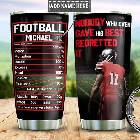 Personalized American Football Facts Stainless Steel Tumbler, Personalized Tumblers, Tumbler Cups, Custom Tumblers Fashion24Hs
