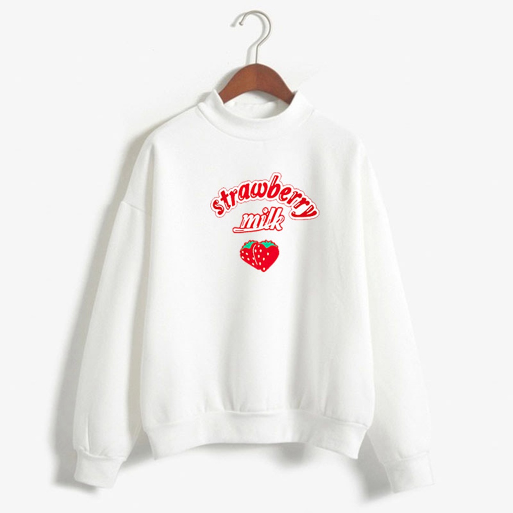 2021 Harajuku Kawaii Strawberry Milk Hoodie Sweatshirt Women Kpop Lolita Style Sweatshirts School Girl StreetwearTops SUNOWE alx