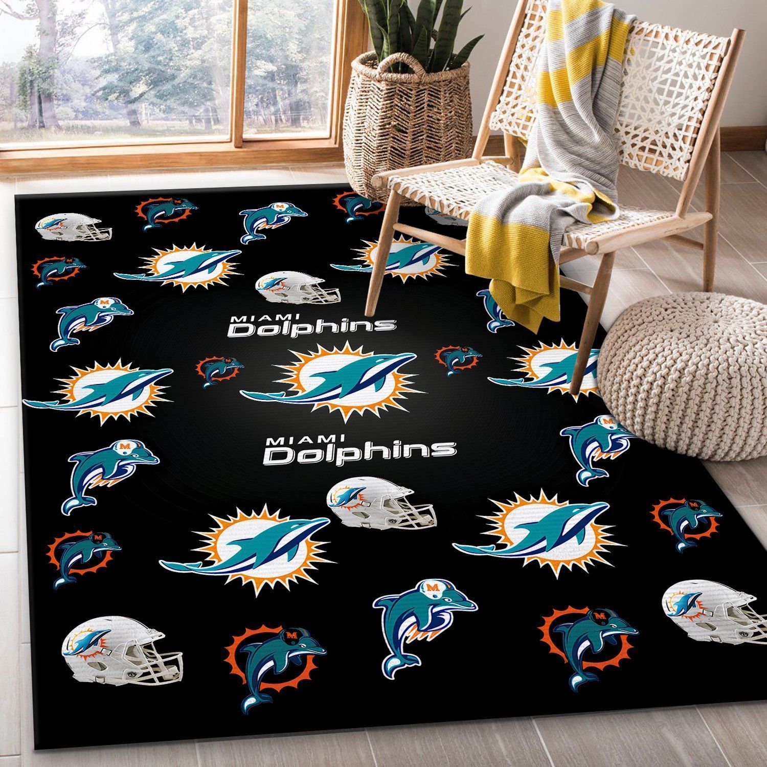 Miami Dolphins Logos Rug Area Rug Floor Decor