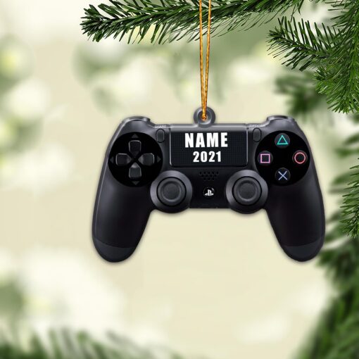 Personalized Ps4 Gamer Ornament, Customized Christmas Gift, Ps4 Controller Ornaments, Rustic Tree Decor