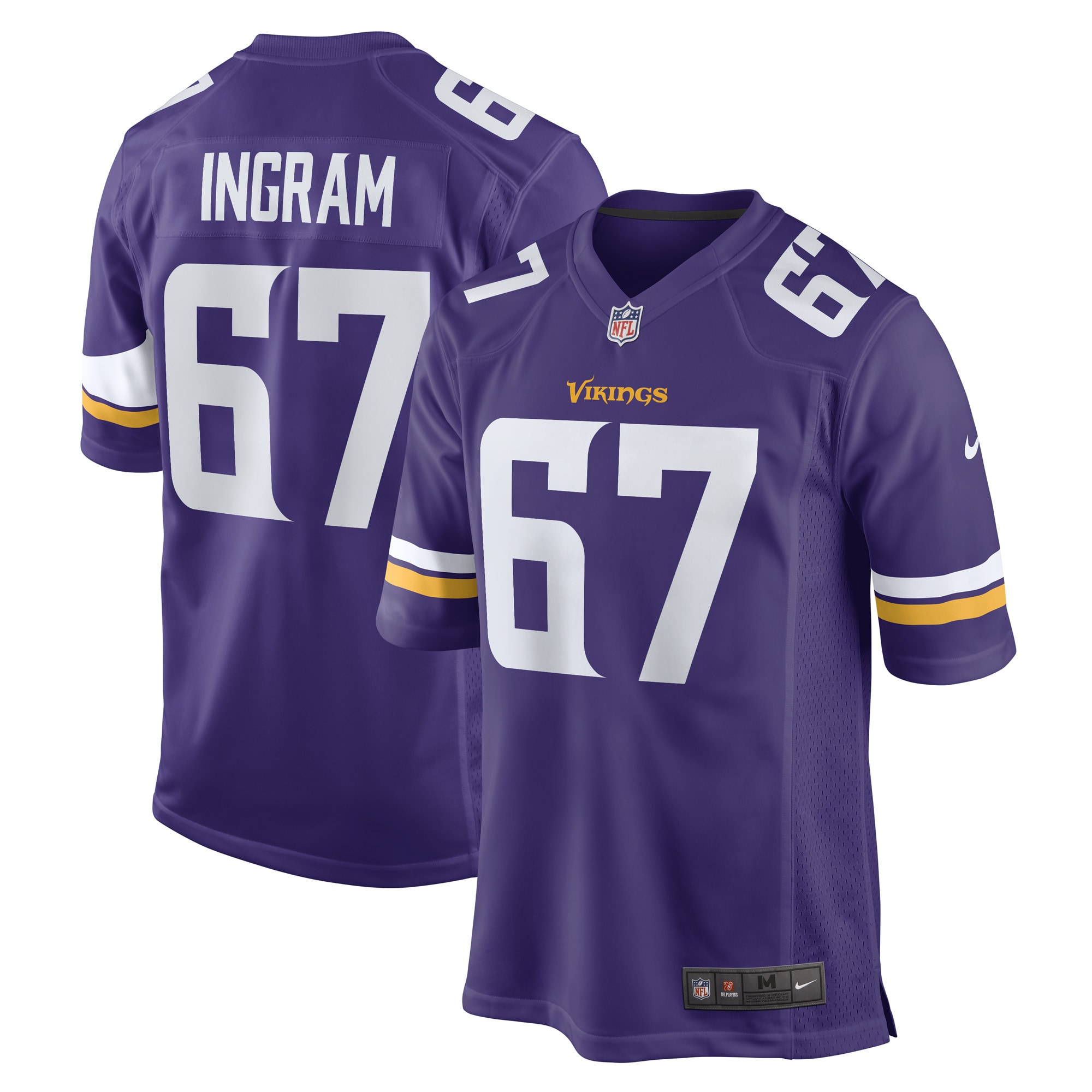 Men’s Minnesota Vikings Ed Ingram Purple Game Player Jersey