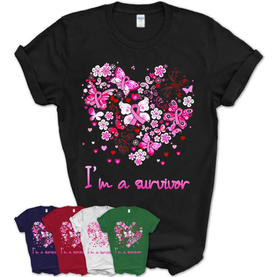 I’M A Survivor Heart Pink Ribbon Breast Cancer Shirt