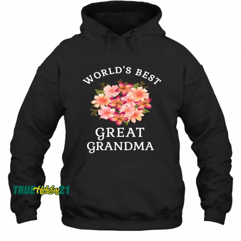 Worlds Best Great Grandma Pink Peach Flower Hoodie