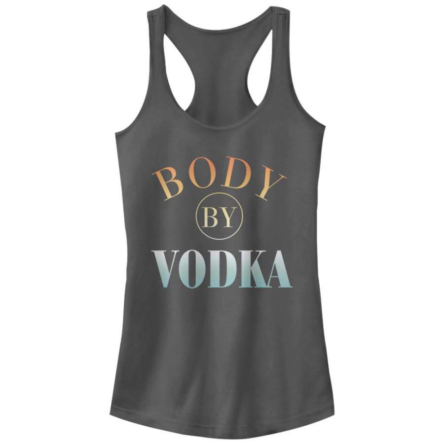 CHIN UP Junior’s Body By Vodka  Racerback Tank Charcoal S