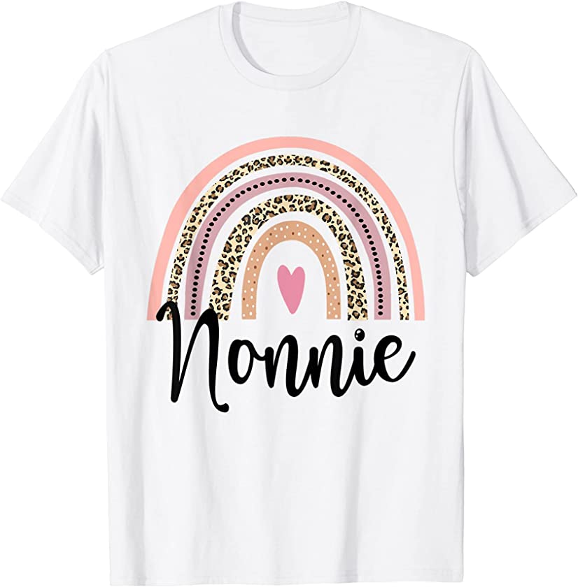 Womens Nonnie Leopard Rainbow Mothers Day T-Shirt