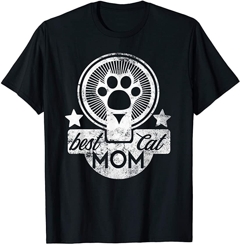 Best Cat Mom Cat Paw Vintage Kitten Mothers day T-Shirt