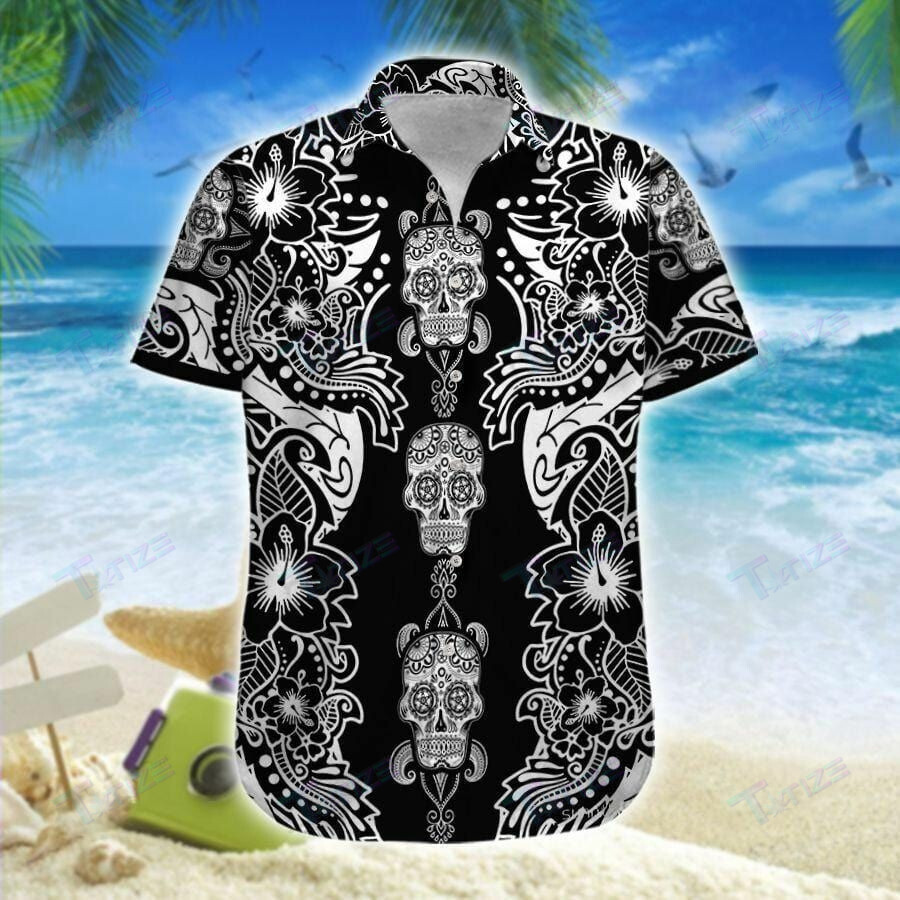 Bicycle Skull Pattern Art All Over Printed Hawaii Shirt Size S Ha16788