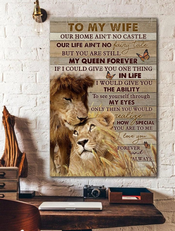 To My Wife, You Are Still My Queen, Lion Couple, Gift For Wife From Husband Vertical Canvas