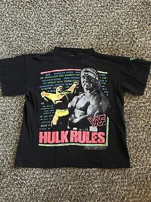 Vtg 1990 Hulk Rules Wwf Graphic T-shirt Sz  L. Titan Sports 4626