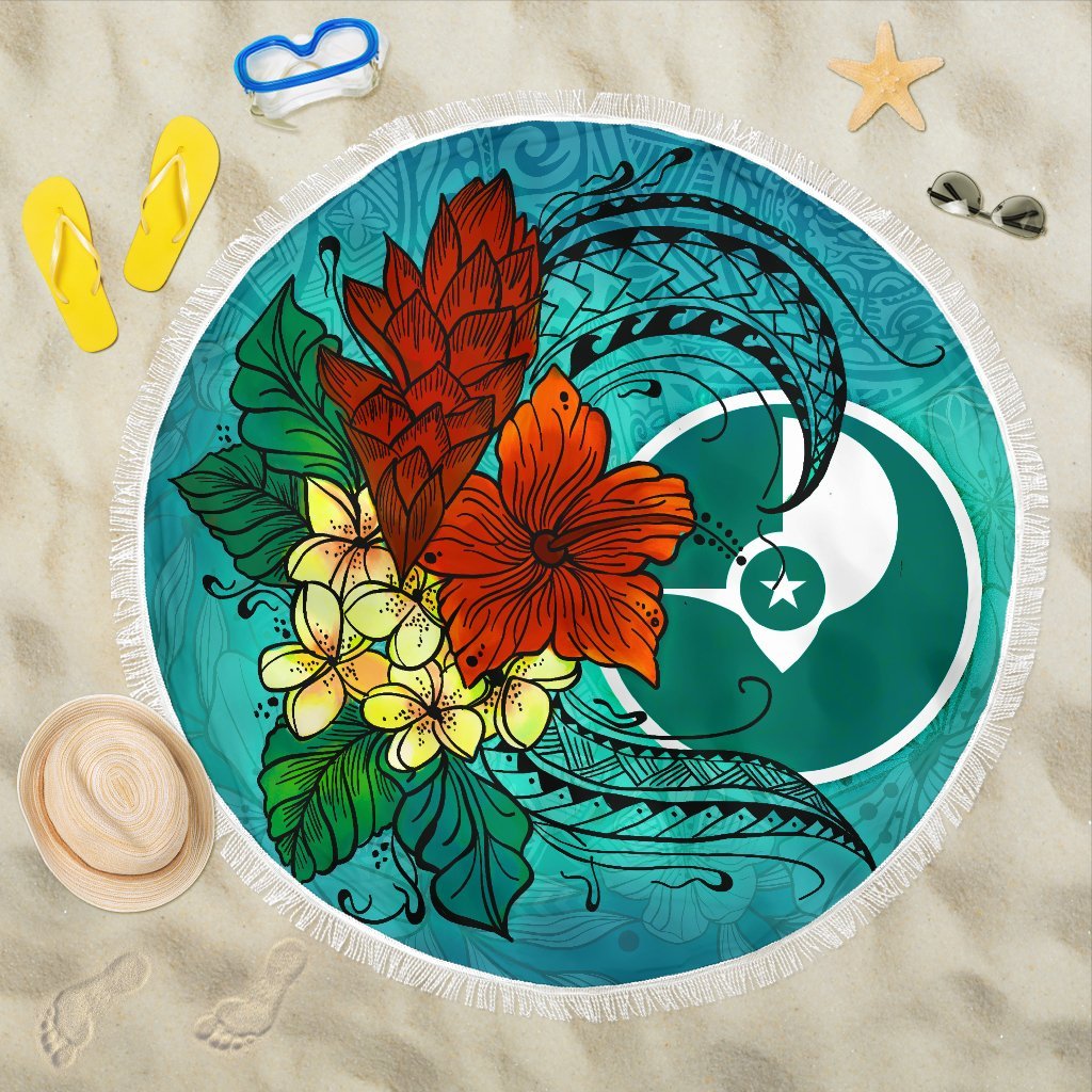 Yap State Beach Blanket – Tropical Flowers Style – BN01