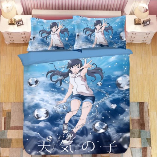 Tenki No Ko Makoto Shinkai Weathering With You 7 Duvet Cover Pillowcase Home Decor 3D Bedding Set