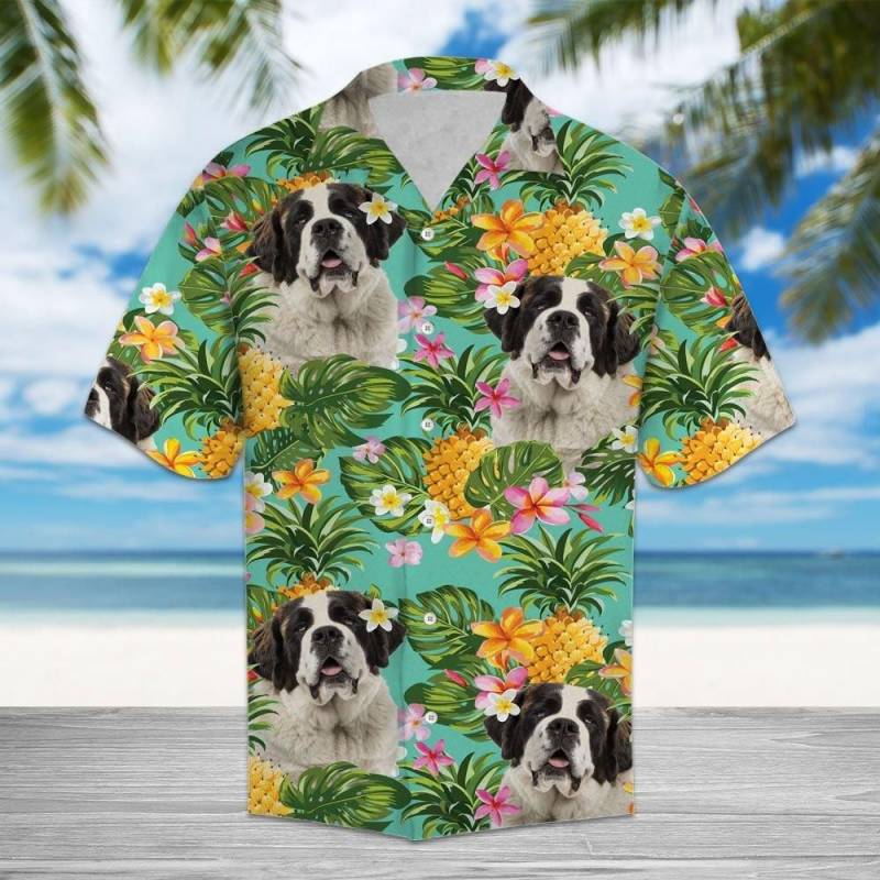 Artsyhomes Tropical Pineapple Saint Bernard Hawaiian Ha35644