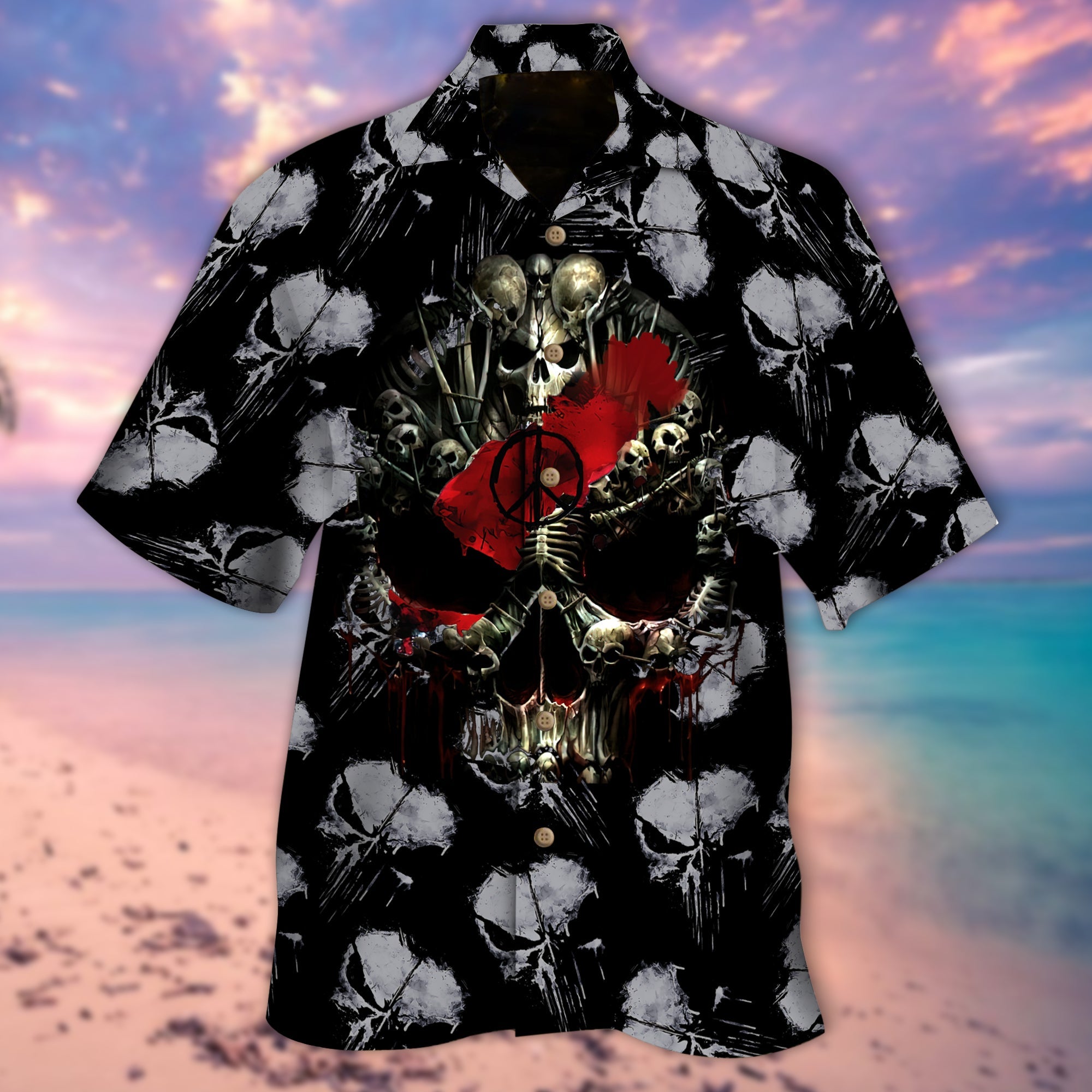 Skull Red Flower Hawaii Lover Hawaii Shirt For Men Women Ha21621