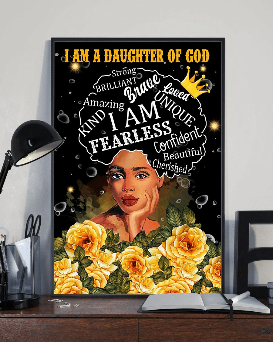 Black Girl Pride Poster Canvas – I Am A Daughter Of God I Am Fearless Vintage Home Decor Wall Art Evg81283