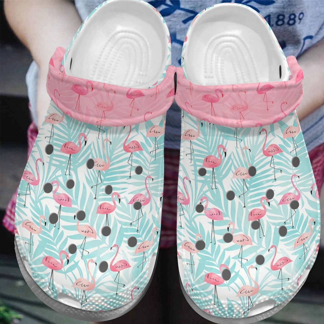 Flamingo Personalize Clog, Custom Name, Text, Fashion Style For Women, Men, Kid, Print 3D Whitesole Tropical Vibes