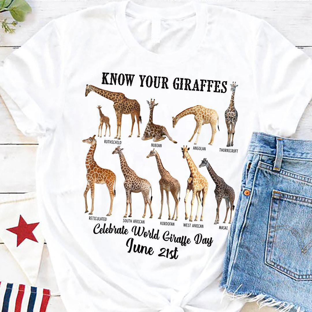 Giraffe Shapes, Know Your Giraffes Celebrate World Giraffe Day Classic T-Shirt