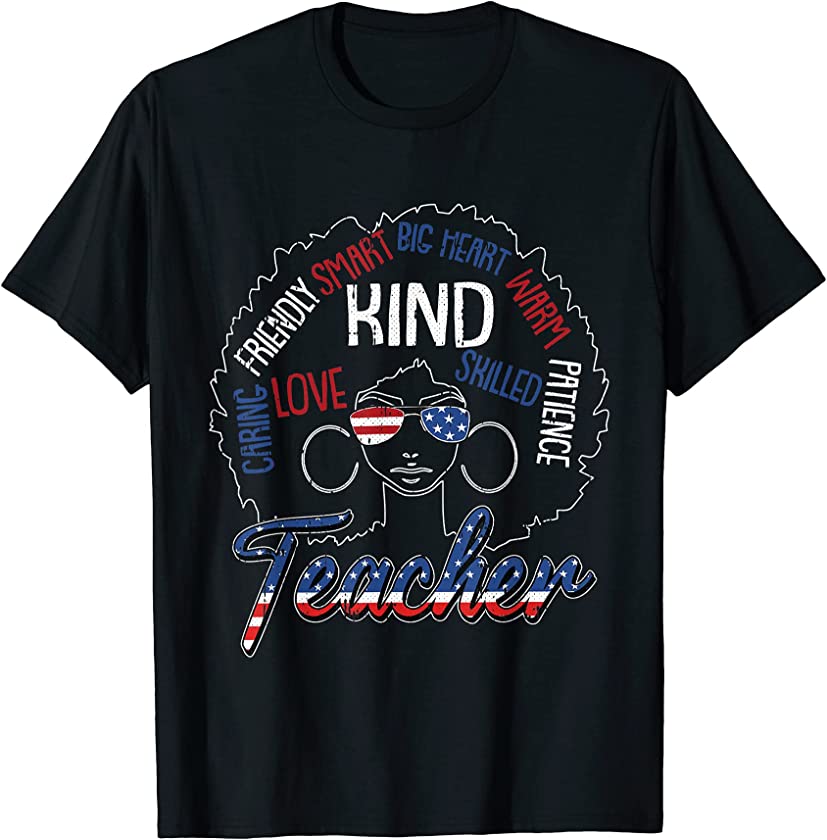 Teacher 4th Of July African American Flag Patriotic Educator T-Shirt