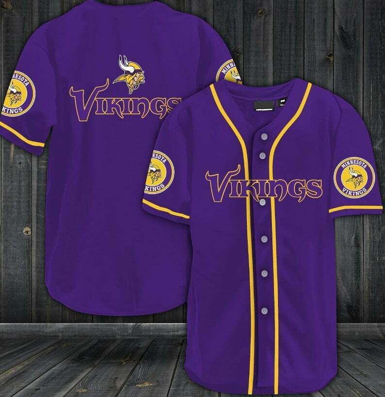 Minnesota Vikings Team Purple All Over Print Baseball Jersey