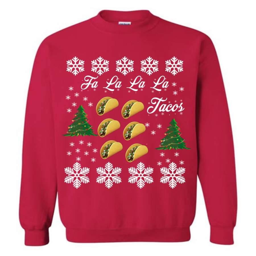 Ugly Christmas Sweatshirt Tacos Falalala Funny