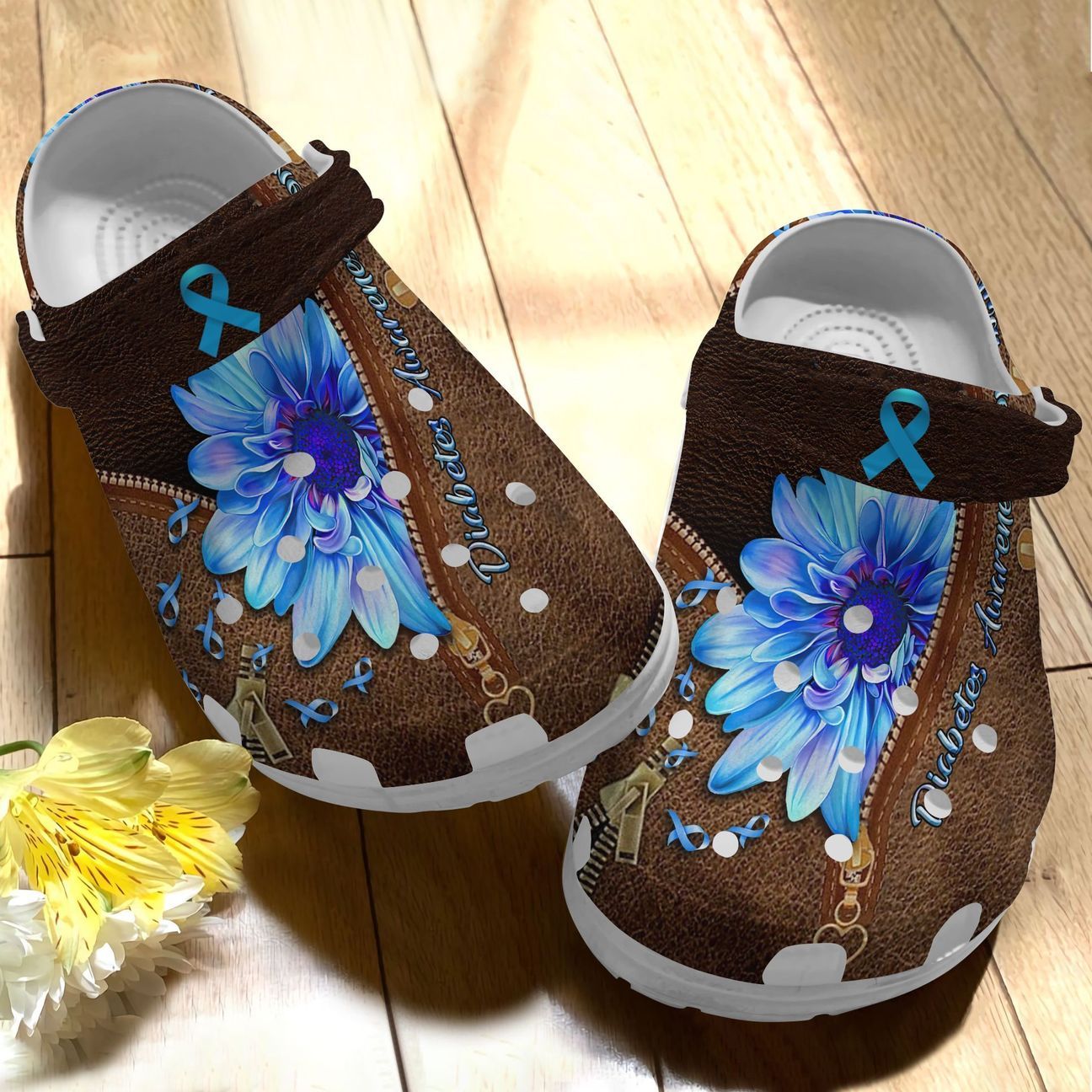 Diabete Personalize Clog, Custom Name, Text, Fashion Style For Women, Men, Kid, Print 3D Diabete Flower