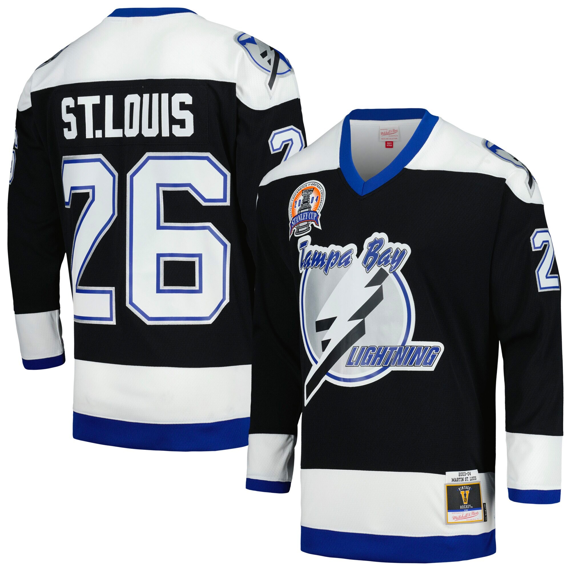 Men's Tampa Bay Lightning Martin St. Louis Mitchell & Ness Black 2004 Stanley Cup Champions 2003/04 Blue Line Player Jersey