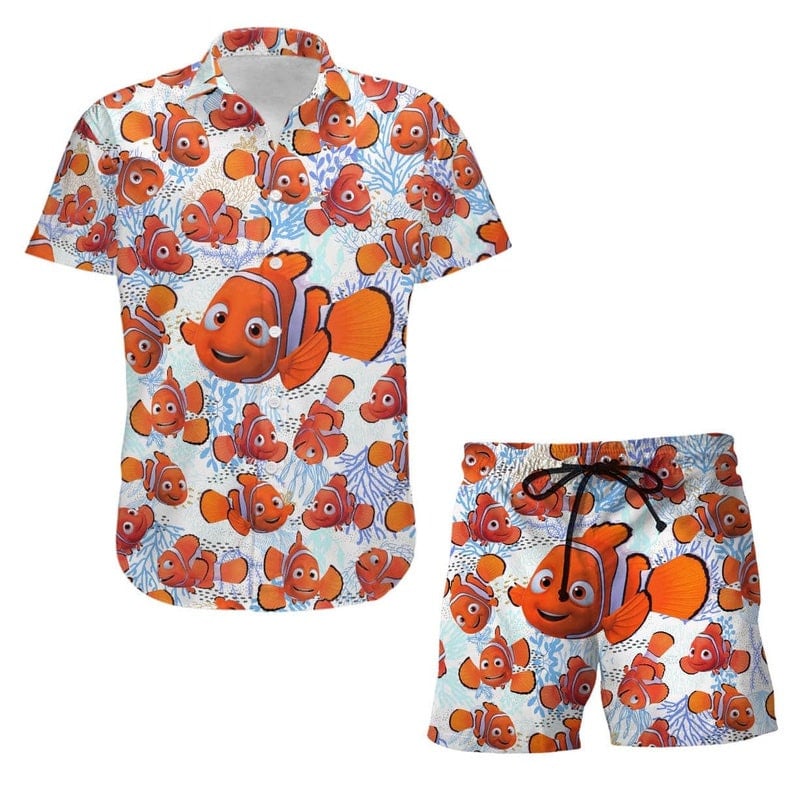 Finding Nemo Marlin Disney Cartoon Graphics All Over Print 3D Combo Hawaiian Shirt & Beach Shorts