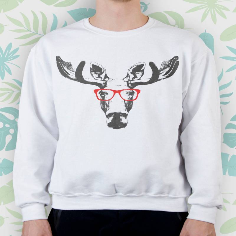 Crushtee Moose sweatshirt for Men Women Girl sweater Cute Animal Graphic raglan Aesthetic Canada Funny Hipster Unisex Crewneck sweatshirt Gift idea Long Sleeve Hoodie