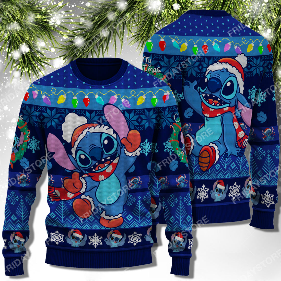 Unifinz Dn Sweater Stich Wear Noel Hat Happy Christmas Ugly Sweater Amazing Dn Stitch Sweater 2022