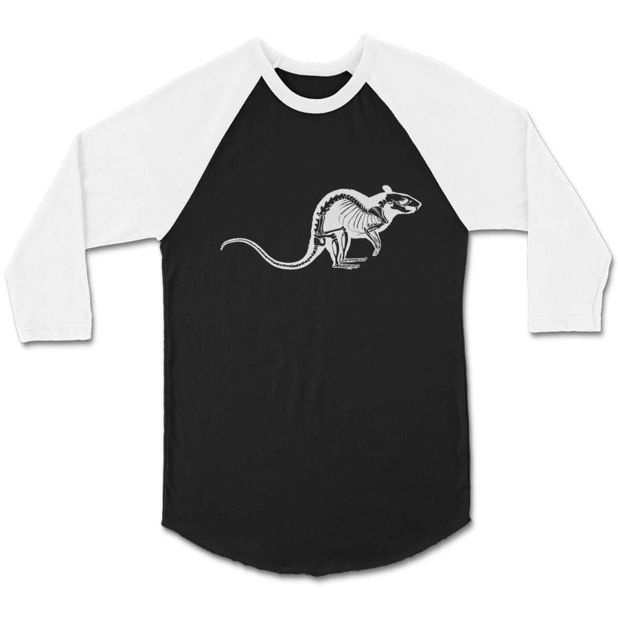 Rat Skeleton Animal Art Illustration Skull Artwork Punk Urban Gothic CPY Unisex 3/4 Sleeve Baseball Tee T-Shirt