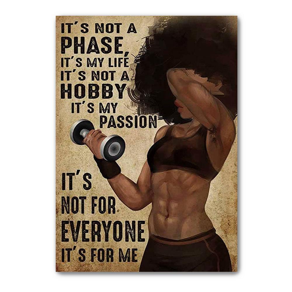 Poster Canvas Afro Girl It’S Not A Phase It’S My Life Poster And Canvas, Black Girl Poster Fitness Decor, Gym Poster Wall Decor, Poster Gift Decor Home Decor Wall Art Visual Art