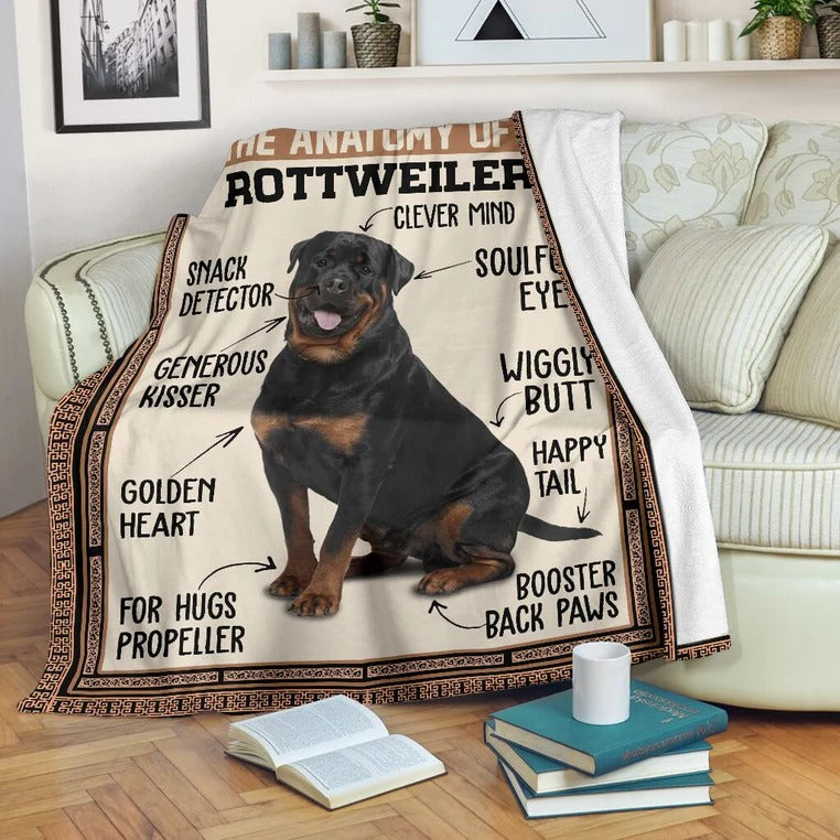 Dog Blanket The Anatomy Of A Rottweiler Fleece Blanket