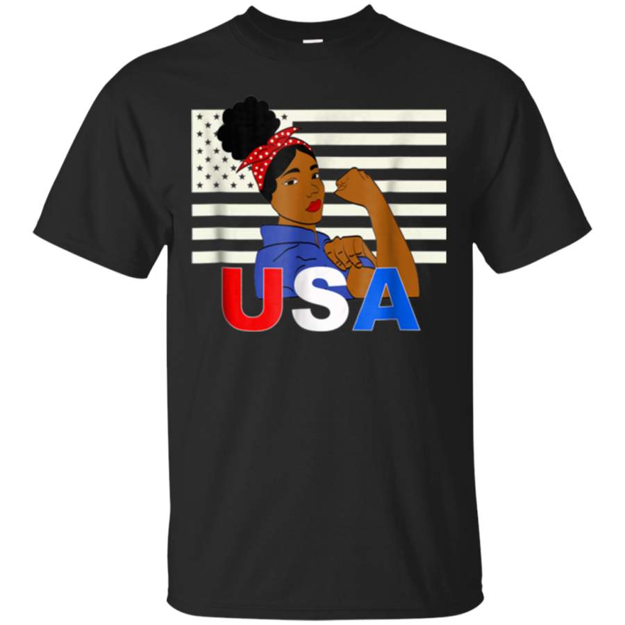 AGR July 4th Independence Black Queen Afro Puff T-shirt