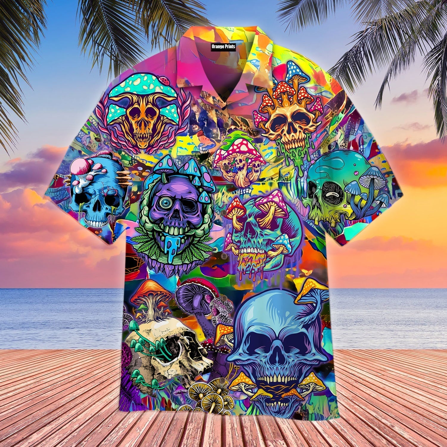 Colorful Happy Hippie Mushroom Skull Aloha Hawaii Shirts For Men And Women Ha80110