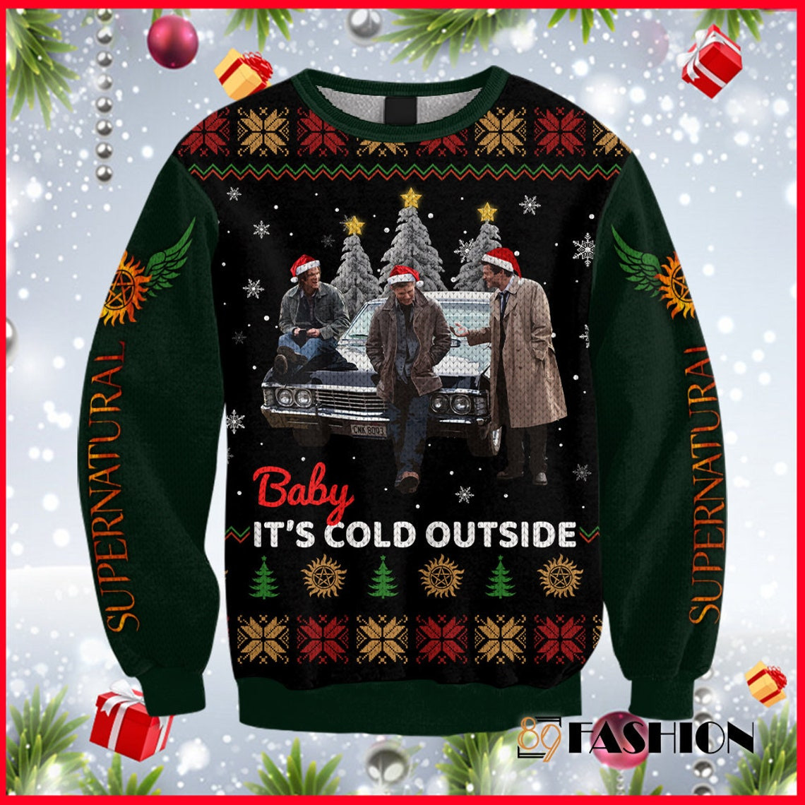 Supernatural Baby It’S Cold Outside Ugly Christmas Sweater 2021 Shirt For Women Men Couple Family Funny Cute