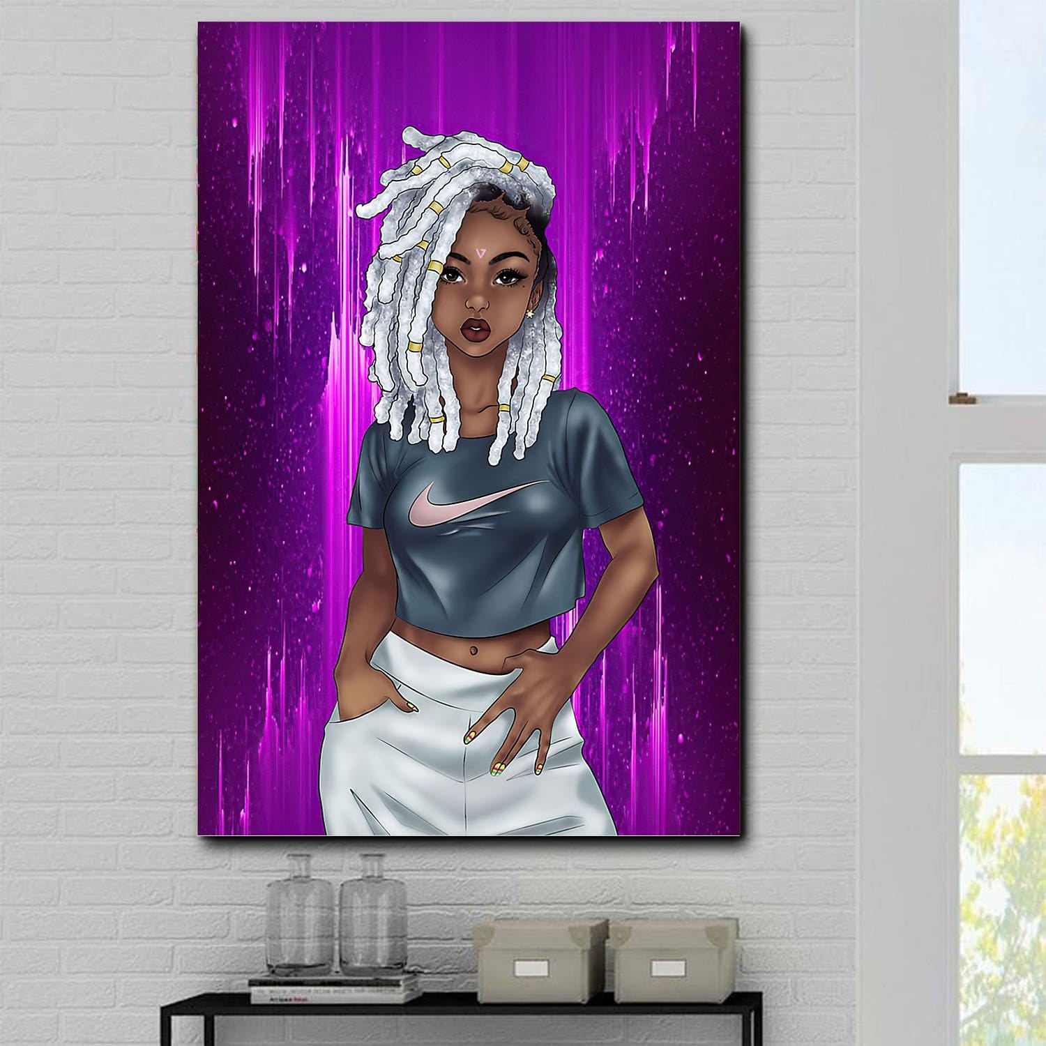 Africa Poster Design Melanin Cool Hairstyle Girl Black Art Print