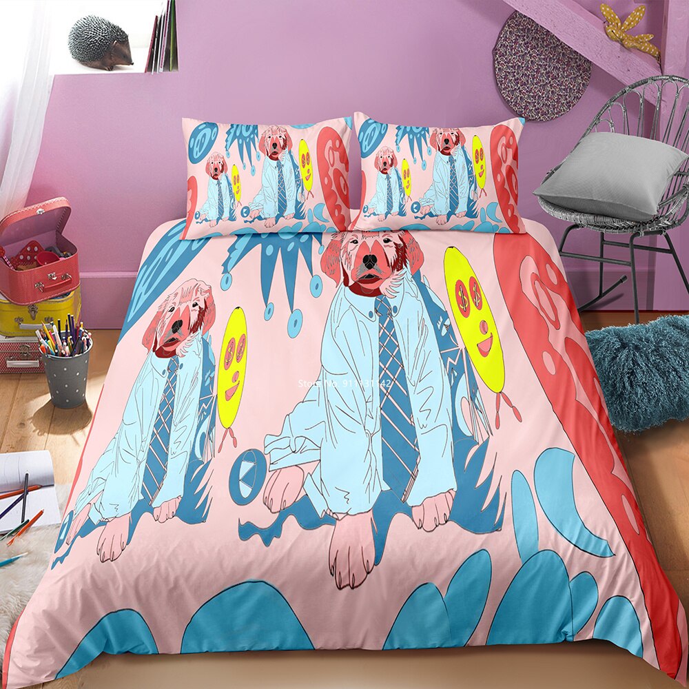 Cartoon Puppy Print Down Bedcover Pillowcase For & Bedroom Decorationdeluxe Bedding Set Duvet Covers