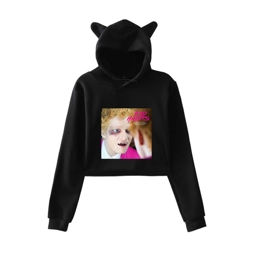 Bad Habits Merch Hoodies Sweatshirts for Girls Cat Ear Crop Top Hoodie Youth Streetwear Bad Habits Clothes alx