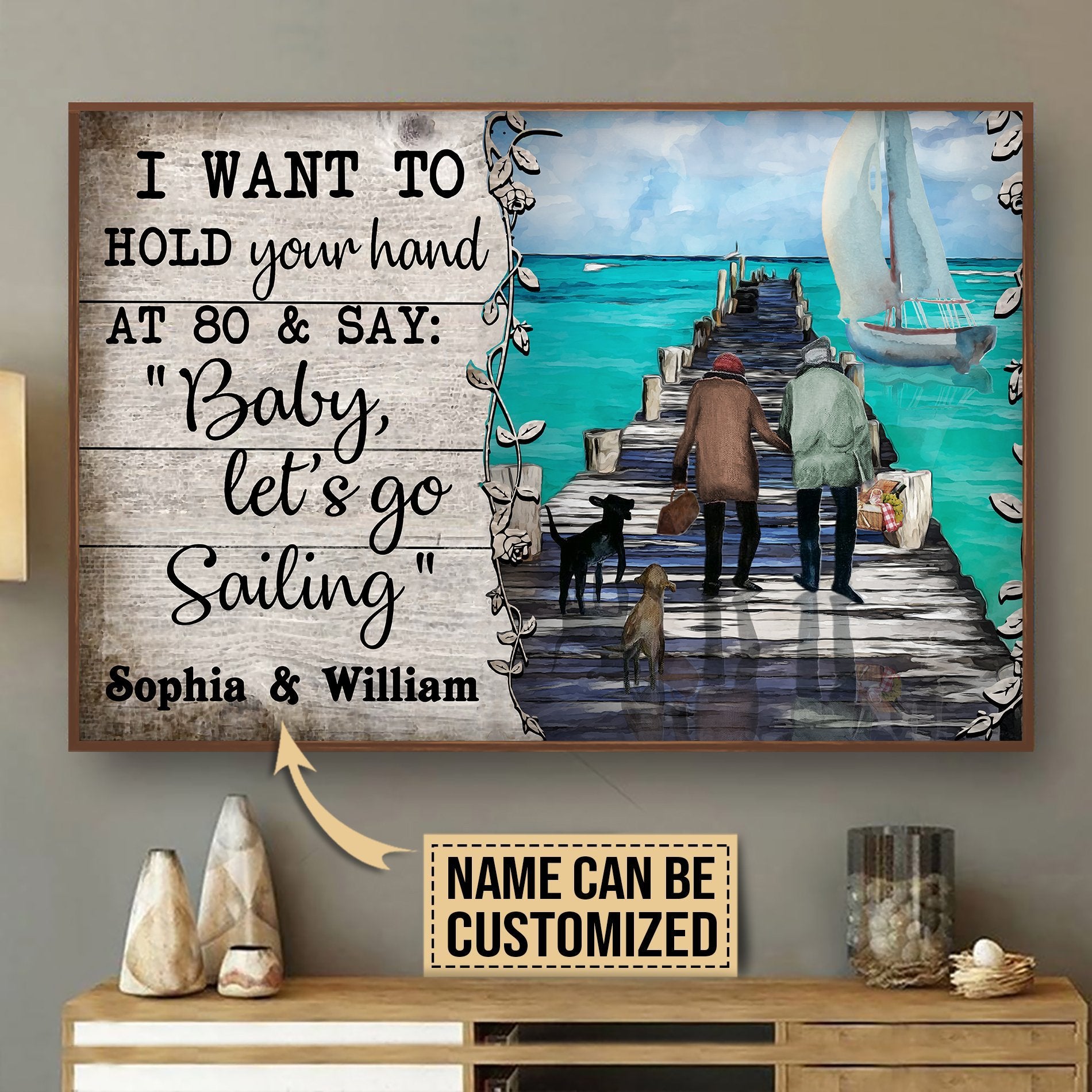 Aeticon Gifts Personalized Sailing Couple I Want To Hold Canvas Mom Dad Gift Home Decor