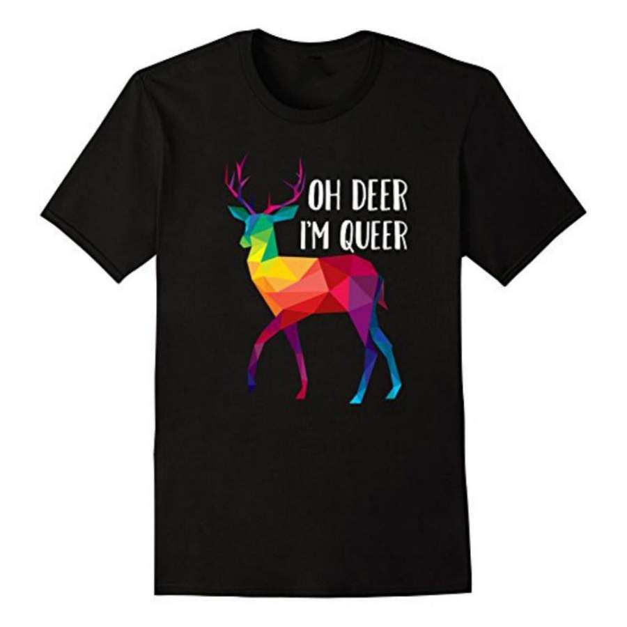 Oh Deer I’M Queer Funny Pun Lgbt Rainbow Gay Pride Men’S T-Shirt