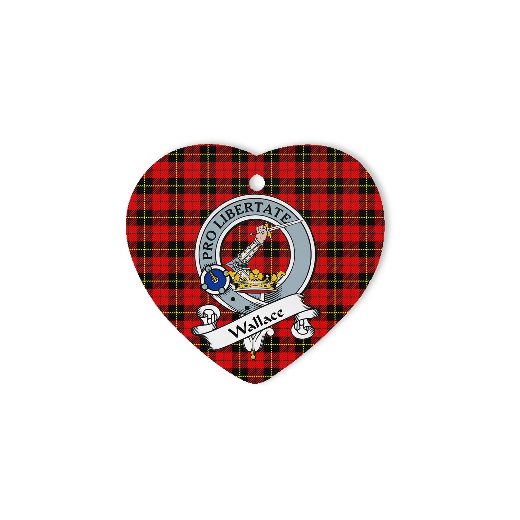 Wallace Scottish Clan Badge Plaid Ornament Gift. Christmas Tree Ornament Wallace Clan Tartan Ornament Great Christmas Ornaments Gift Heart Ornament